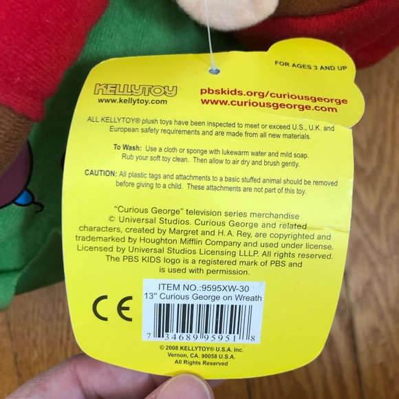 Kellytoy HOLIDAY CURIOUS GEORGE W/ WREATH - Picture 8 of 9